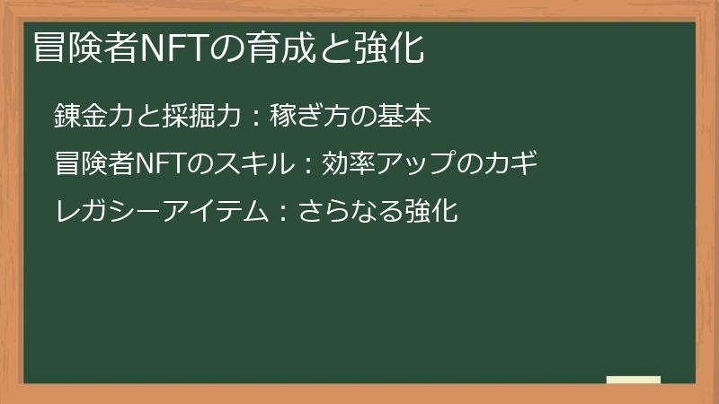 冒険者NFTの育成と強化