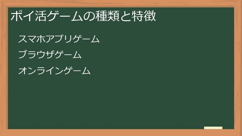 ポイ活ゲームの種類と特徴