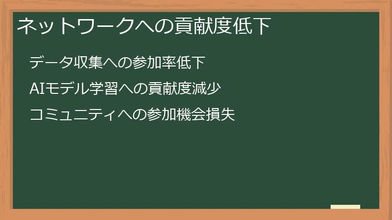 ネットワークへの貢献度低下