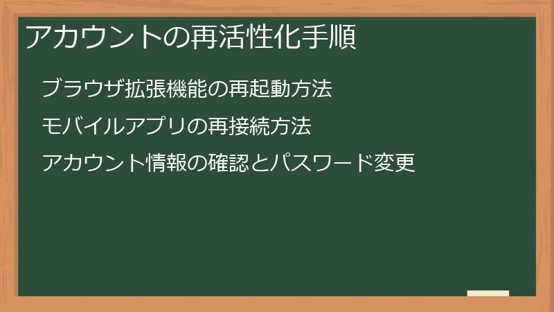 アカウントの再活性化手順