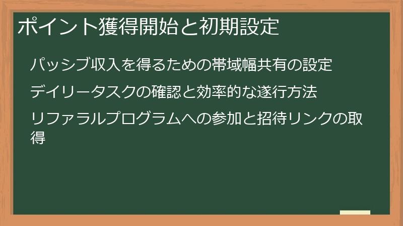 ポイント獲得開始と初期設定