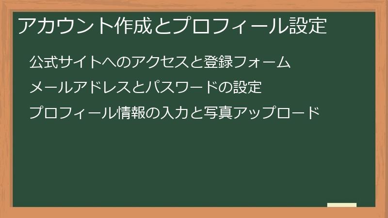 アカウント作成とプロフィール設定