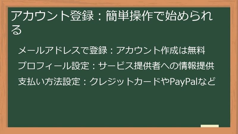 アカウント登録：簡単操作で始められる