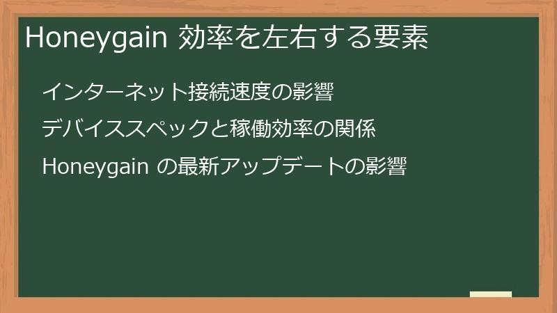 Honeygain 効率を左右する要素