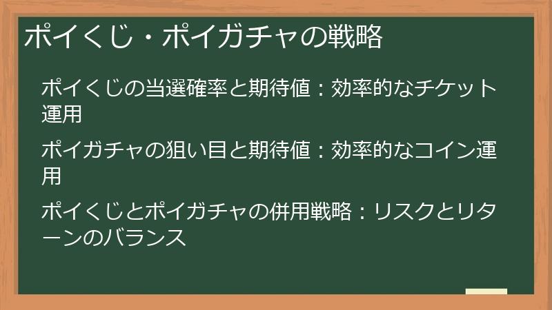 ポイくじ・ポイガチャの戦略