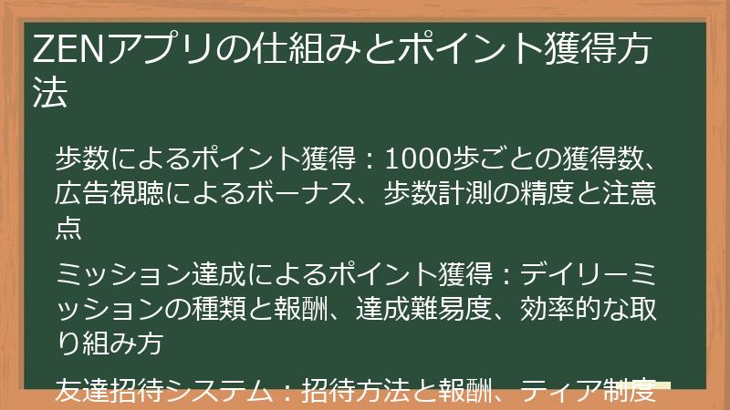 ZENアプリの仕組みとポイント獲得方法