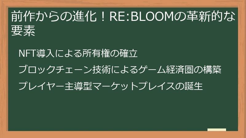 前作からの進化！RE:BLOOMの革新的な要素