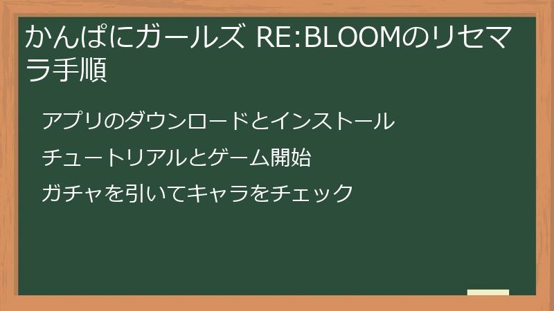 かんぱにガールズ RE:BLOOMのリセマラ手順