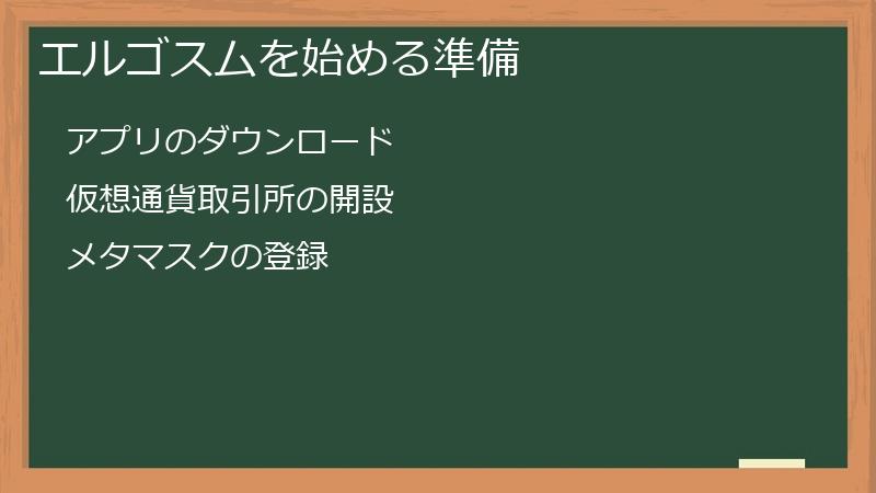 エルゴスムを始める準備