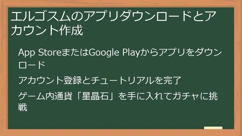 エルゴスムのアプリダウンロードとアカウント作成