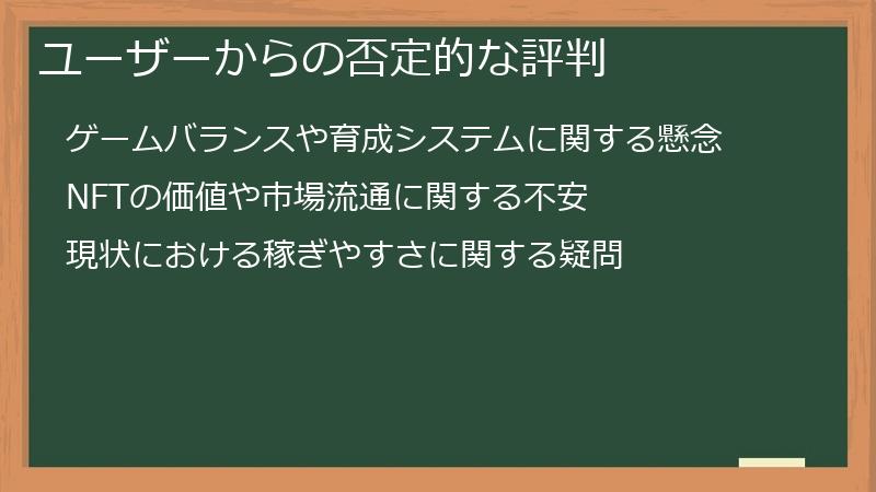 ユーザーからの否定的な評判