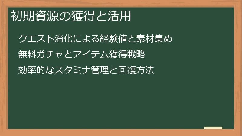 初期資源の獲得と活用