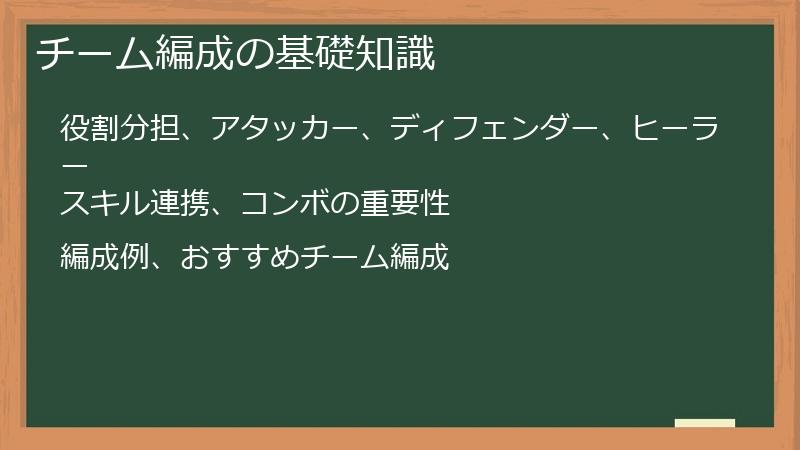 チーム編成の基礎知識