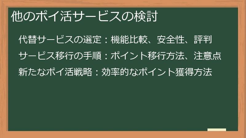 他のポイ活サービスの検討