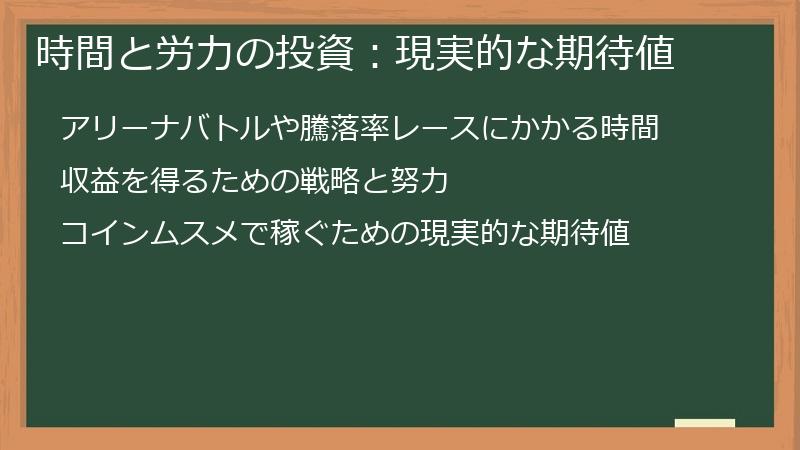 時間と労力の投資：現実的な期待値