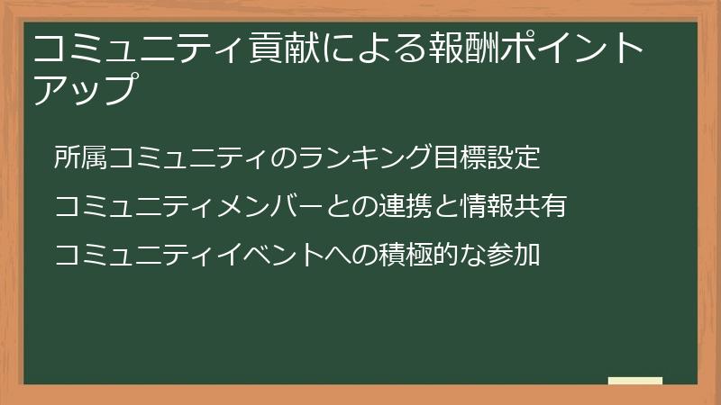 コミュニティ貢献による報酬ポイントアップ