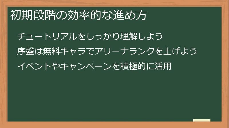 初期段階の効率的な進め方