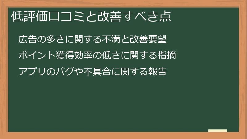 低評価口コミと改善すべき点