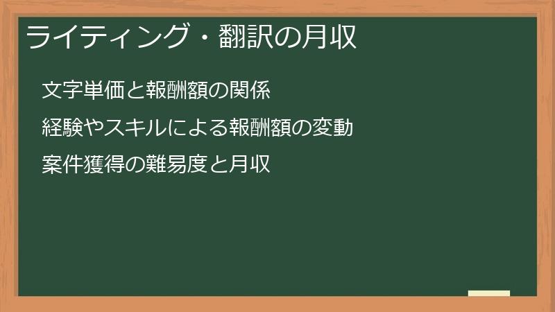 ライティング・翻訳の月収