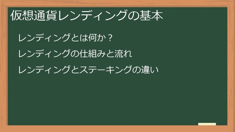 仮想通貨レンディングの基本