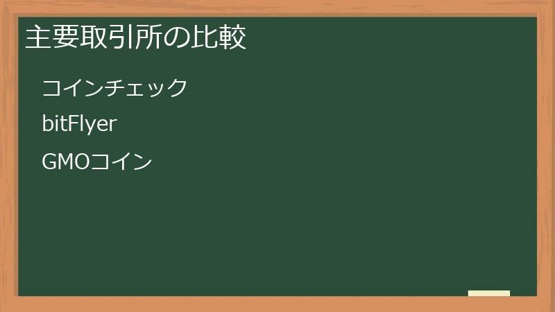 主要取引所の比較