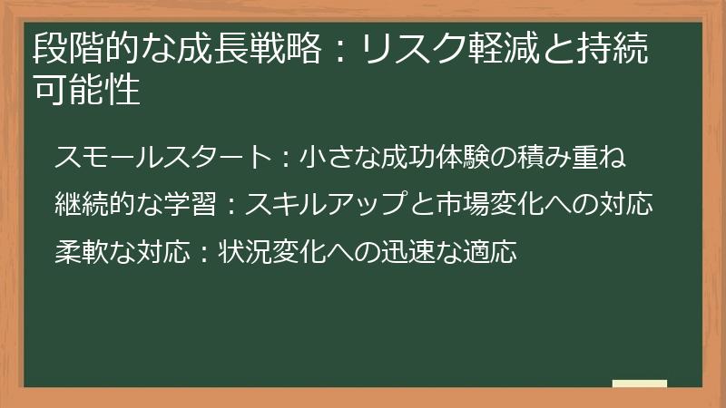 段階的な成長戦略：リスク軽減と持続可能性