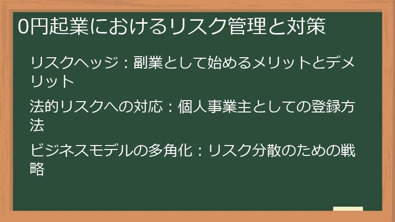 0円起業におけるリスク管理と対策