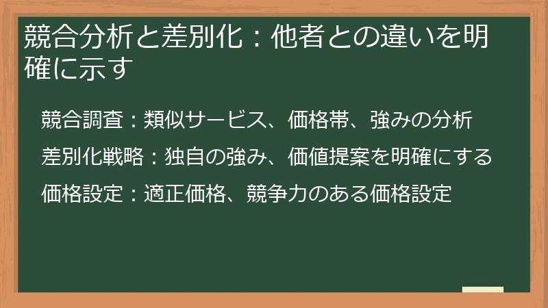 競合分析と差別化：他者との違いを明確に示す