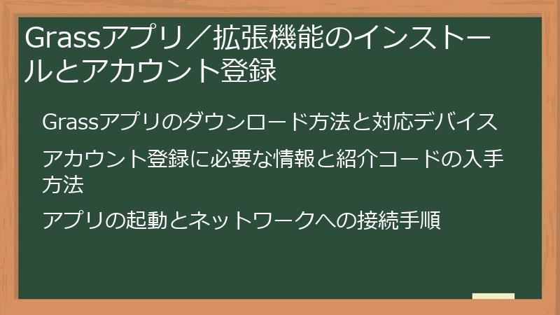 Grassアプリ／拡張機能のインストールとアカウント登録