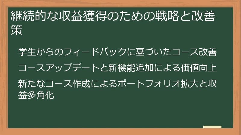 継続的な収益獲得のための戦略と改善策