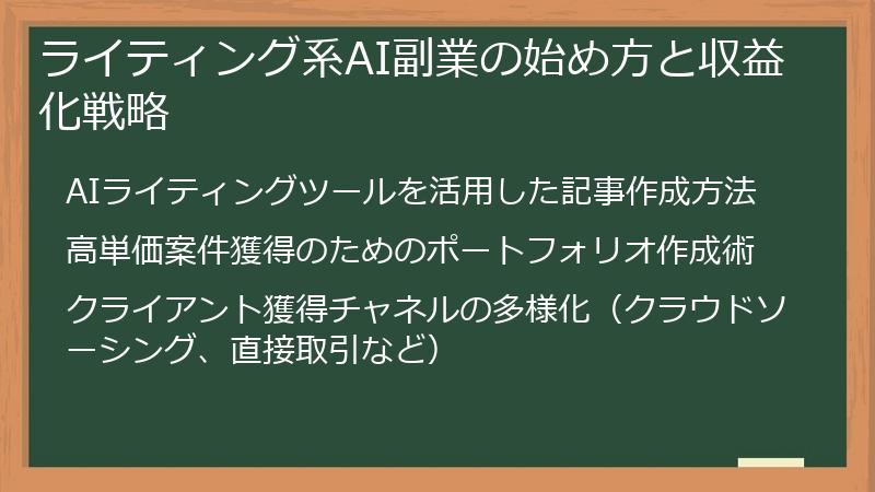 ライティング系AI副業の始め方と収益化戦略