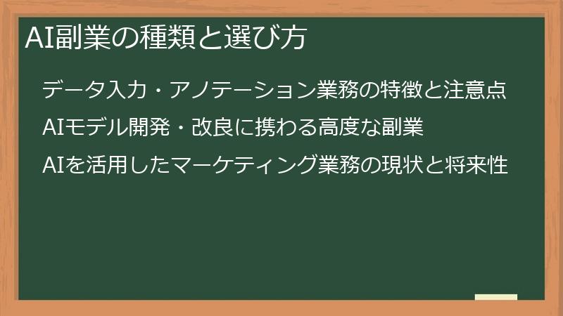 AI副業の種類と選び方