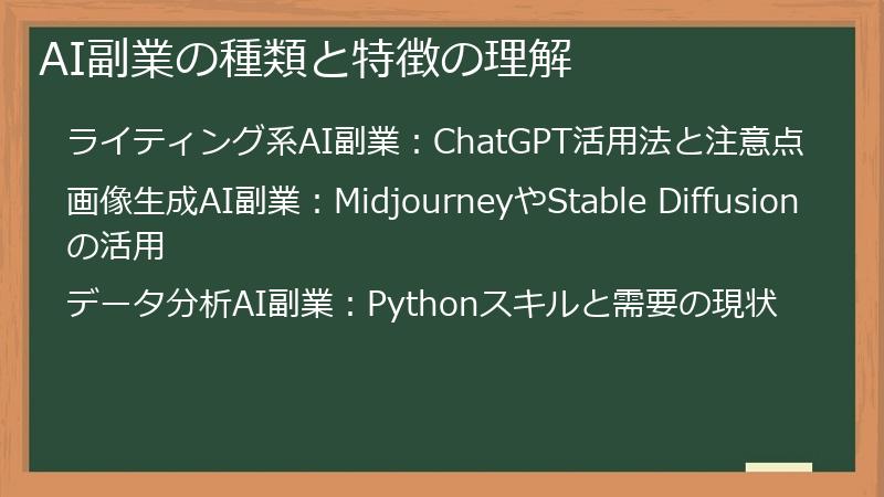 AI副業の種類と特徴の理解