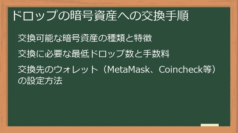 ドロップの暗号資産への交換手順