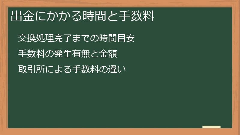 出金にかかる時間と手数料