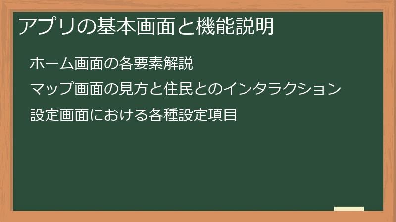 アプリの基本画面と機能説明