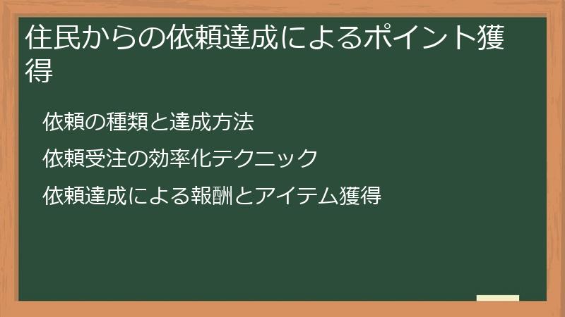 住民からの依頼達成によるポイント獲得