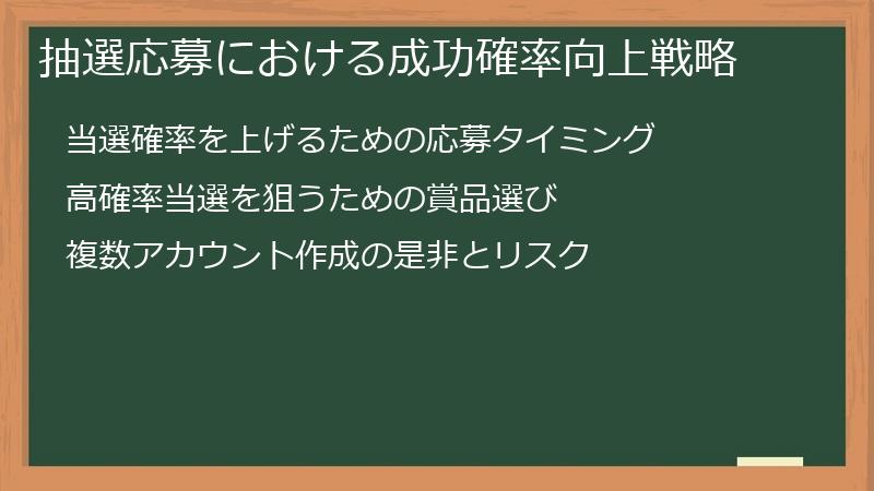 抽選応募における成功確率向上戦略