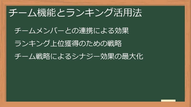 チーム機能とランキング活用法