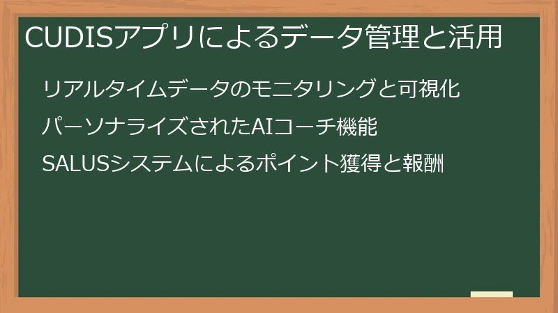 CUDISアプリによるデータ管理と活用