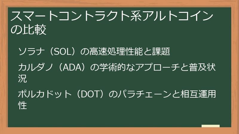 スマートコントラクト系アルトコインの比較