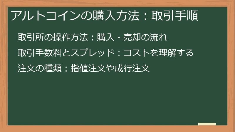 アルトコインの購入方法：取引手順