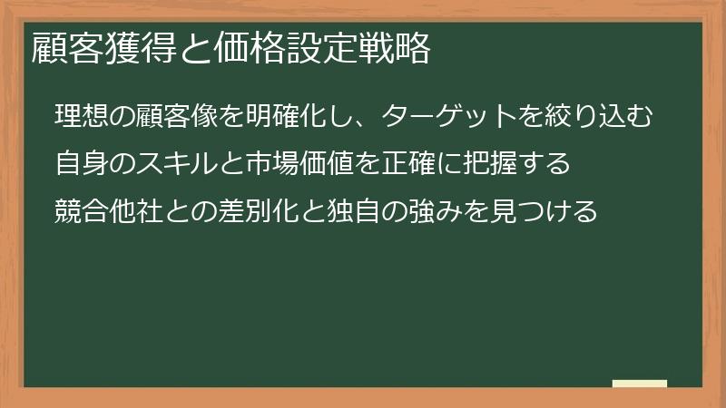 顧客獲得と価格設定戦略