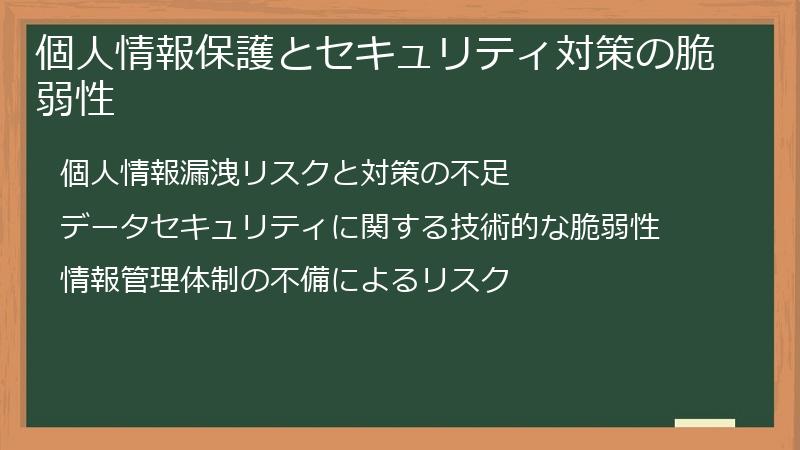 個人情報保護とセキュリティ対策の脆弱性