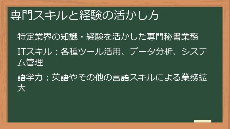 専門スキルと経験の活かし方