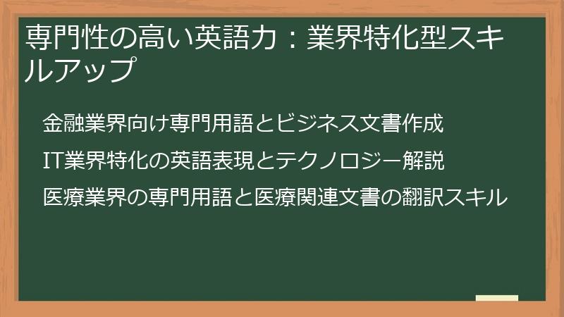 専門性の高い英語力：業界特化型スキルアップ