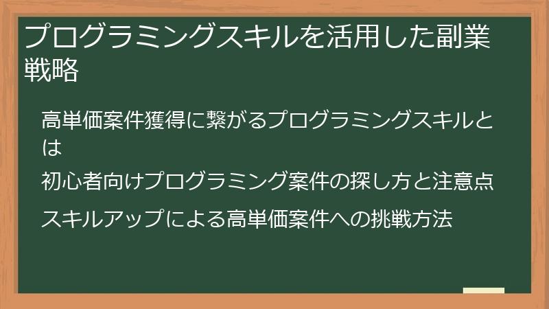 プログラミングスキルを活用した副業戦略