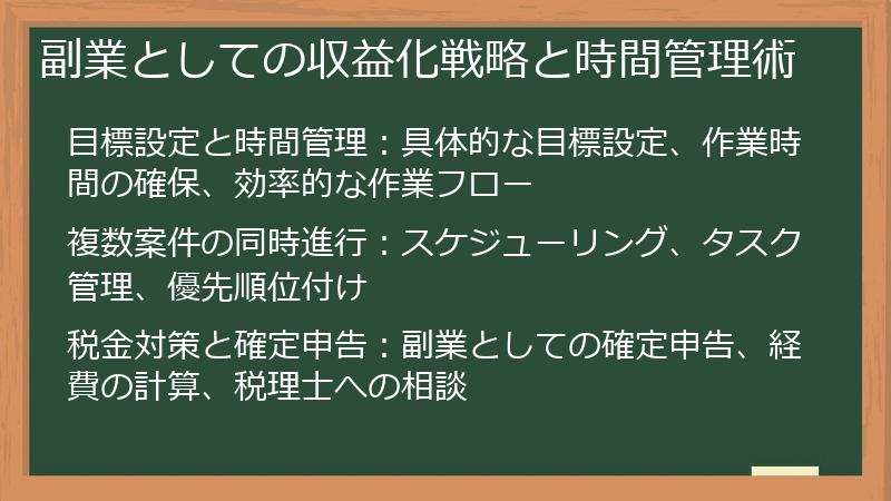 副業としての収益化戦略と時間管理術