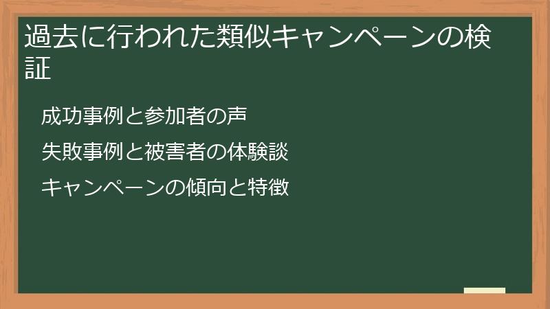 過去に行われた類似キャンペーンの検証