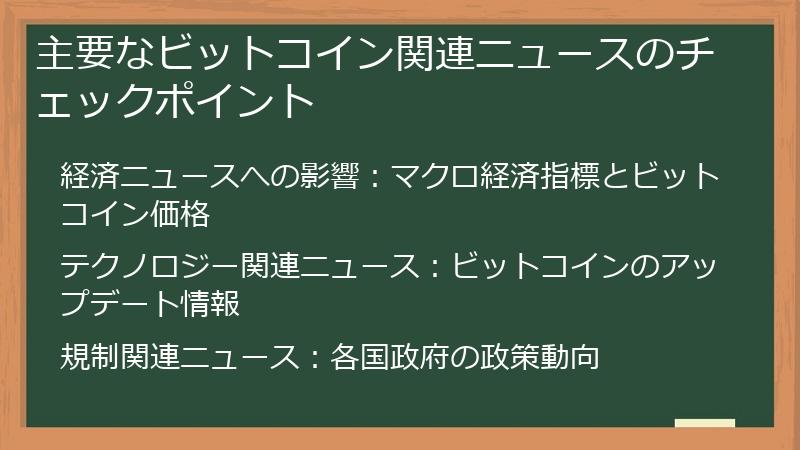 主要なビットコイン関連ニュースのチェックポイント